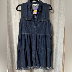 Denim sleeveless dress in medium